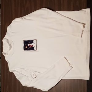 Croft & Barrow Creme Mock Neck Long Sleeve Top w Snowman Embellishment XL